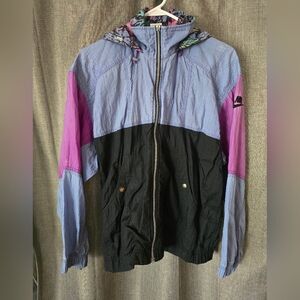 Vintage 90s Nike Full Zip Nylon Windbreaker Hoodie Womens M White Label H1